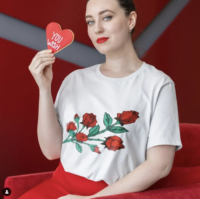 T shirt printed with Roses - Red